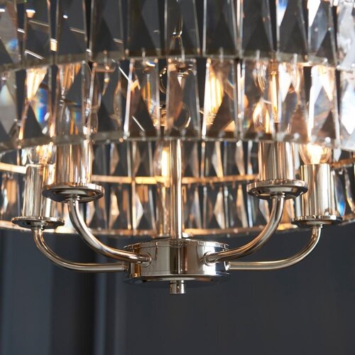  Endon 104467 - Luster na lancu CLIFTON 5xE14/6W/230V, sjajni hrom/prozirno staklo Slike