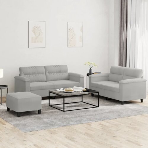 3-dijelni set sofa s jastucima svjetlosivi od mikrovlakana Siva Cijene