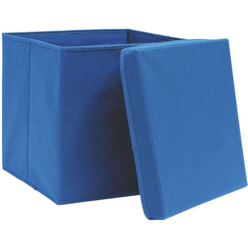 VidaXL Kutije za pohranu s poklopcima 10 kom plave 32x32x32 cm tkanina Slike