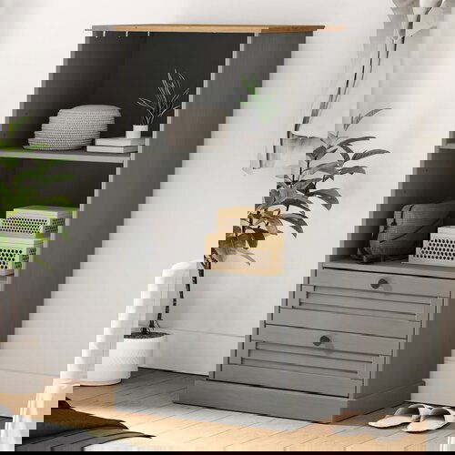 VidaXL Knjižna omara VIGO siva 60x35x114,5 cm trdna borovina Slike