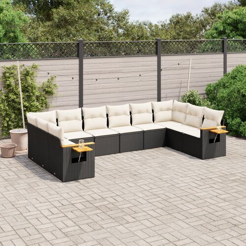 vidaXL 10-dijelni set vrtnih sofa s jastucima crni od poliratana Cijene