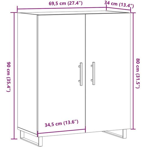 VidaXL Komoda boja starog drva 69,5x34x90 cm konstruiranog drva Slike