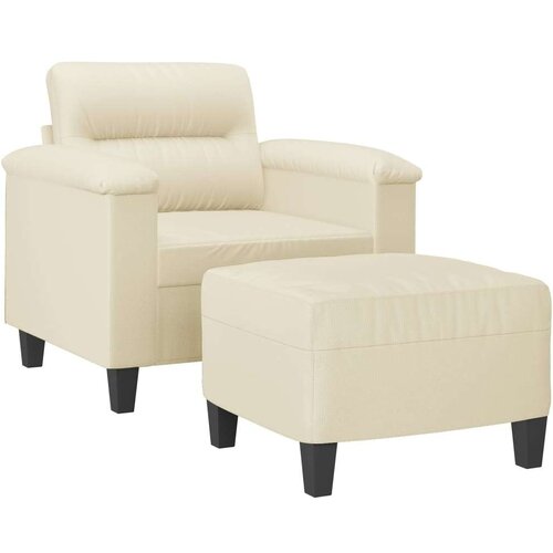 VidaXL Fotelja s tabureom krem 60 cm od umjetne kože Slike