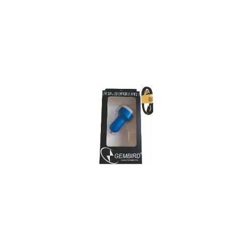 Gembird C04 BLUE AUTO punjac za telefone i tablete 5v 2.1A+1A dual USB with light + micro 1M auto punjač Slike