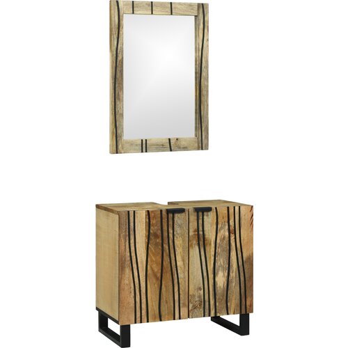 vidaXL Komplet pohištva za kopalnico s polico 2 pcs Rjava Običajne Cene