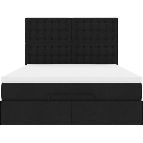 VidaXL otomanski krevet s madracem i led crni 140x190 cm tkanine Slike