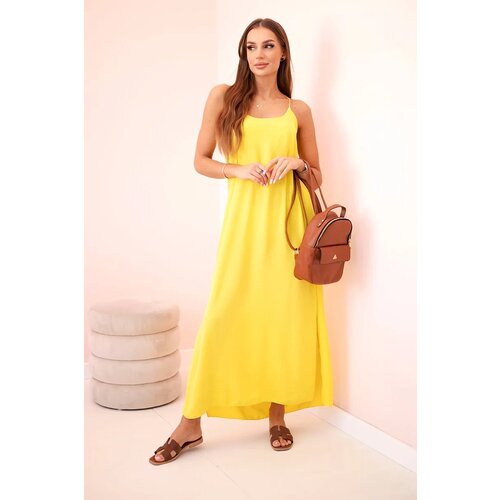 Kesi Włoski Long dress with straps yellow Slike