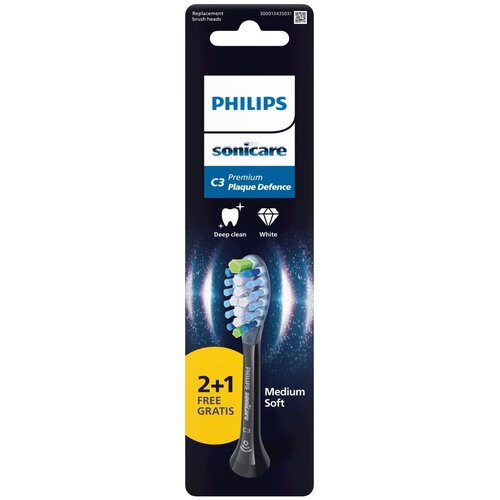 SONICARE HX9043/88 nastavek Premium Plaque Defence 2+1 gratis black Slike