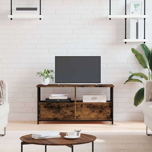 TV omarica dimljeni hrast 90x33x45 cm inženirski les in železo, (20734766) Cene