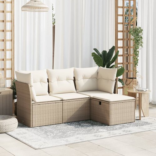 vidaXL 4-dijelni set vrtnih sofa s jastucima bež od poliratana Cijene