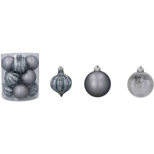Molarem Home Set od 12 kuglica za božićno drvce &amp;ndash; 6 cm, siva Slike