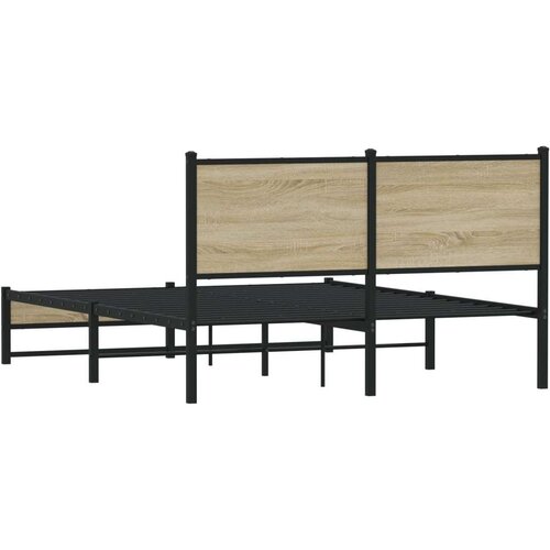 VidaXL Metalni okvir kreveta s uzglavljem boja hrasta sonome 137x190cm Slike