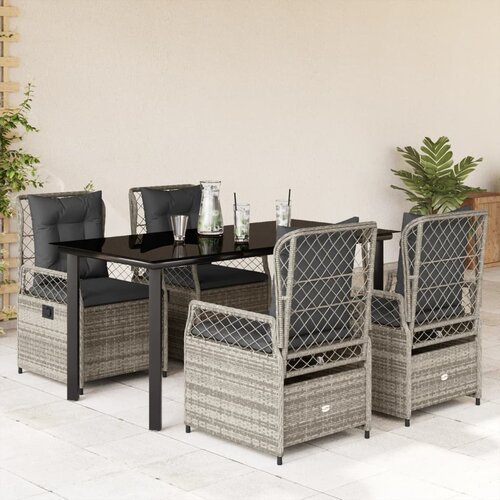  5-dijelni vrtni blagovaonski set sivi od poliratana Siva 160 x 80 x 74 cm Slike