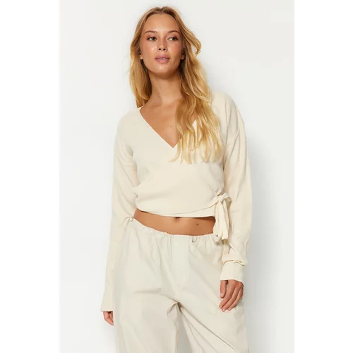 Trendyol Stone Crop Double Breasted Sweater Cardigan