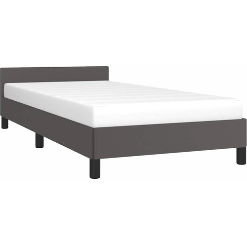  Okvir kreveta s uzglavljem bez madraca sivi 100x200 cm Slike