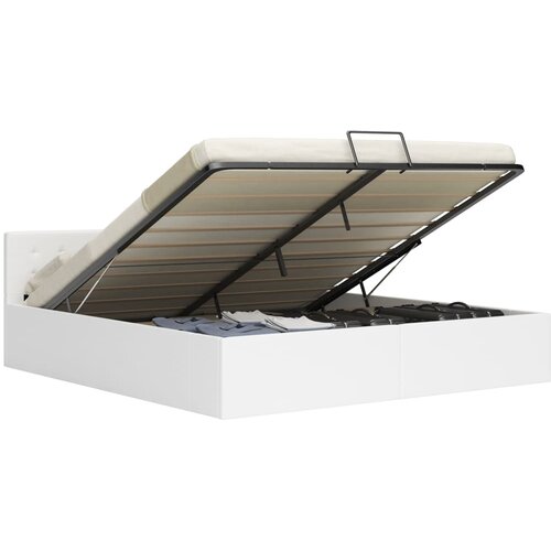 VidaXL Dvižni posteljni okvir belo umetno usnje 180x200 cm, (20606580) Slike