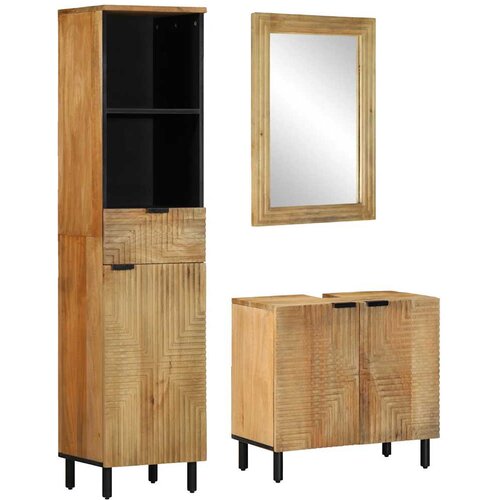 vidaXL 3 kosi kopalniškega pohištva Brown Solid Wood Mango Cene