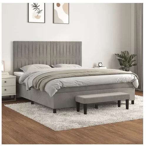 vidaXL Box spring postelja z vzmetnico svetlo siva 180x200 c