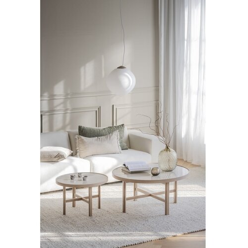 Rowico Okrogla mizica s keramično plo&amp;scaron;čo v naravni barvi 90x90 cm Marsden &amp;ndash; Slike