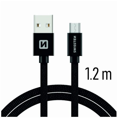 Swissten Kabel MICRO USB TEXTILE 3A 60W 1,2 m, črn, (5000313459) Cene