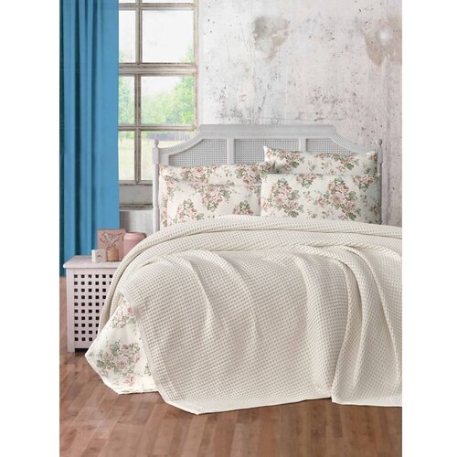 Mila Home Kremno belo bombažno pregrinjalo 220x240 cm Waffle – Cene