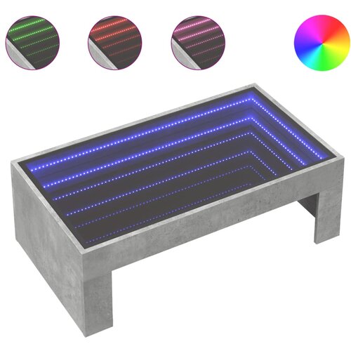 Maison Chic Klubska mizica - kavna mizica - Nizka mizica z neskončnimi LED betonsko siva 90x50x30 cm, (21752289) Cene