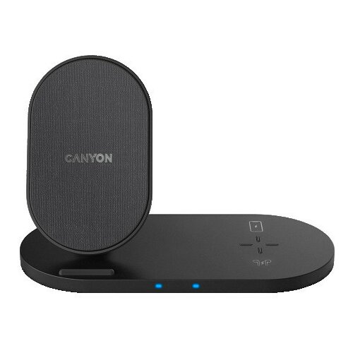 Canyon WS-202 2in1 wireless charger, Input 5V3A, 9V2.67A, Output 10W7.5W5W, Type c cable length 1.2m CNS-WCS202B Cene