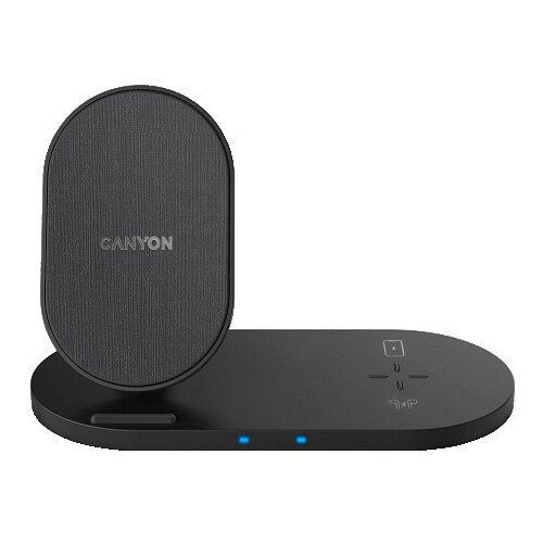 Canyon WS-202 2in1 Wireless charger, Input 5V/3A, 9V/2.67A, Output 10W/7.5W/5W, Type c cable length 1.2m, PC+ABS,with PU part ,1 Cijene