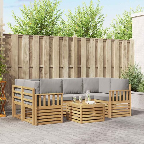  Set vanjskih sofa 7 kom. Bijela i svjetlosiva Poliester Slike