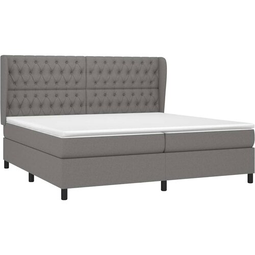  Krevet s oprugama i madracem tamnosivi 200 x 200 cm od tkanine Slike