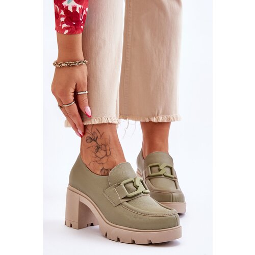 LEMAR Elegant shoes on a pillar With Silver Ornament Green Harmell Slike