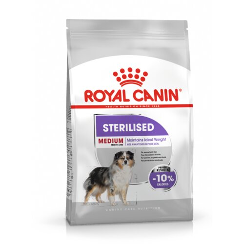 Royal Canin MEDIUM STERILISED -potpuna hrana za sterilisane odrasle pse srednjih rasa (11–25 Kg),starijih od 12 meseci,sklonih gojenju 12kg Slike