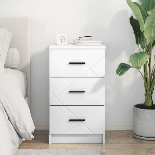 VidaXL Noćni ormar s ladicama Bijelo 38 x 38 x 66 cm Konstruirano drvo Slike