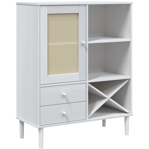 VidaXL Komoda SENJA videz ratana bela 90x40x112 cm trdna borovina, (20956913) Slike