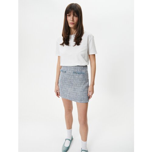 Koton Tweed Mini Skirt High Waist Chain Detail Slike