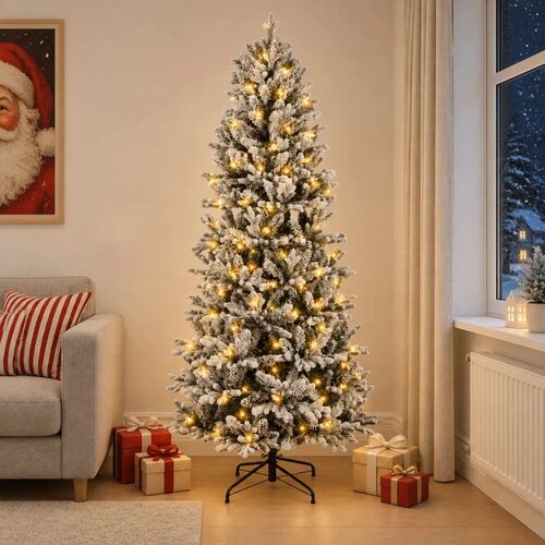  Umjetno božićno drvce s nogom 210 cm 300 LED lampica - Bijela 210 cm s LED svjetlima Cene