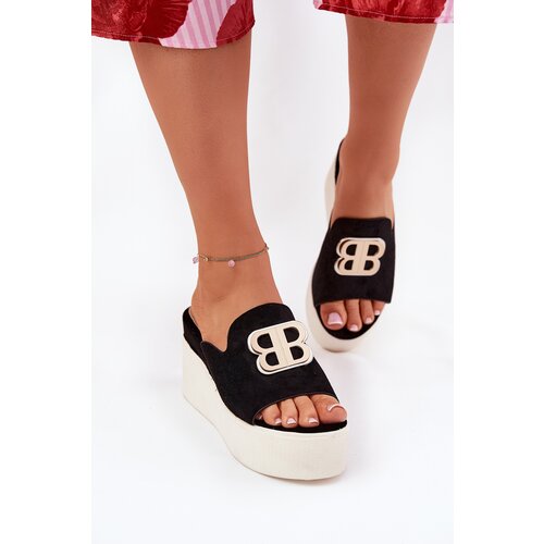 Boto Platform And Wedge Sandals With Decoration Black Tanonea Cene
