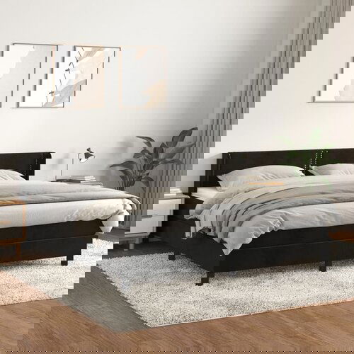 VidaXL Krevet s oprugama i madracem crni 180x200 cm bar&amp;scaron;unasti Slike