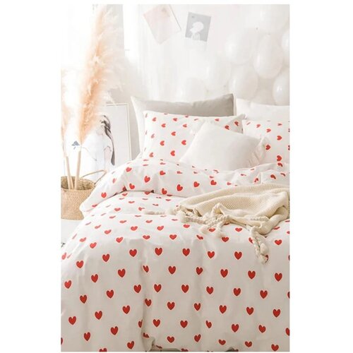 Mila Home Kremno bela posteljnina za zakonsko posteljo/podaljšana iz renforce bombaža z rjuho/4-delna 200x220 cm Mini Hearts – Cene