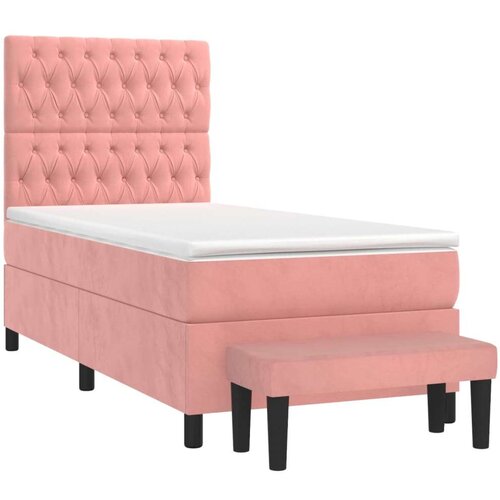 VidaXL Box spring krevet s madracem ružičasti 100x200 cm bar&amp;scaron;unasti Slike