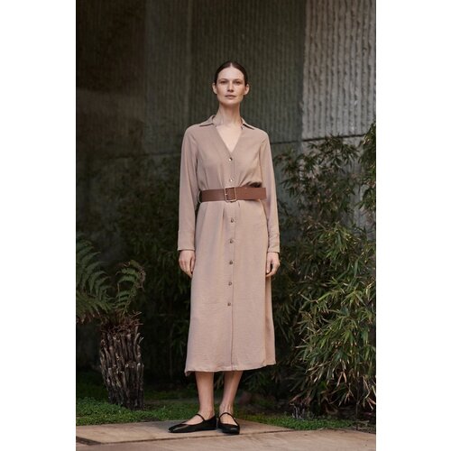 Marisse Beige Midi Dress With A Wide Belt Cijene