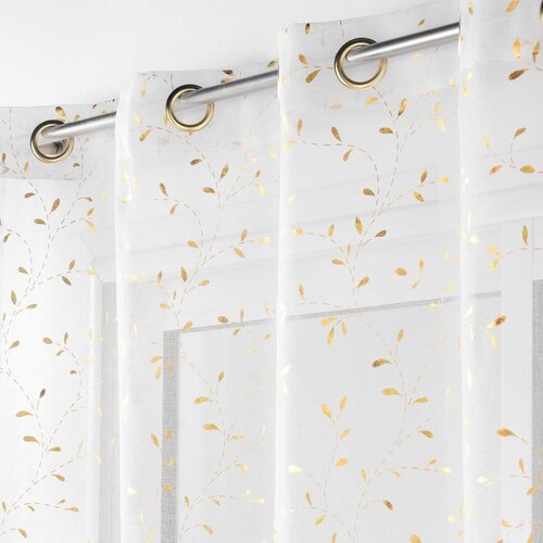 Douceur d int&amp;eacute;rieur Bijela/u zlatnoj boji prozirna zavjesa 140x240 cm Floressia &amp;ndash; Slike