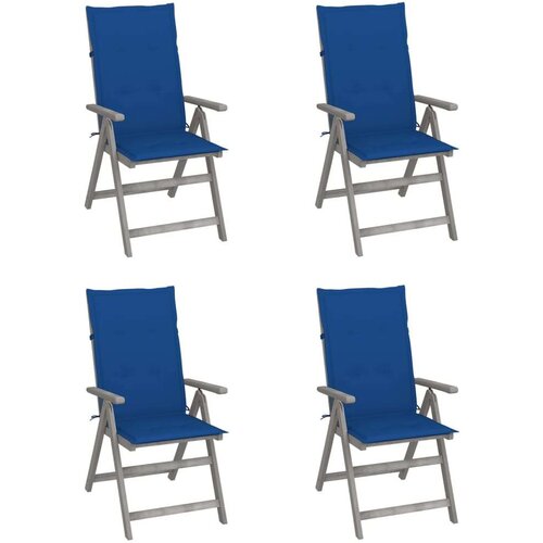  Nagibne vrtne stolice s jastucima 4 kom masivno bagremovo drvo Slike