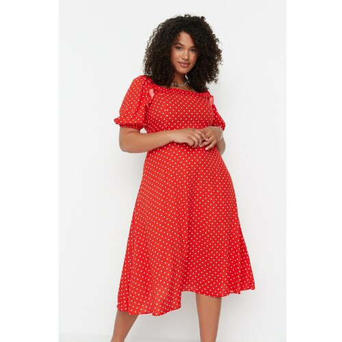 Trendyol Curve Red Polka Dot Woven Dress Slike