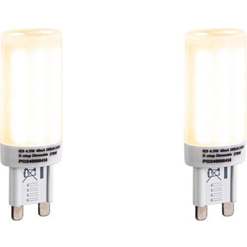 LUEDD Set van 2 G9 3-staps dimbare LED lampen opaal 4.5W 500 lm 2700K Slike
