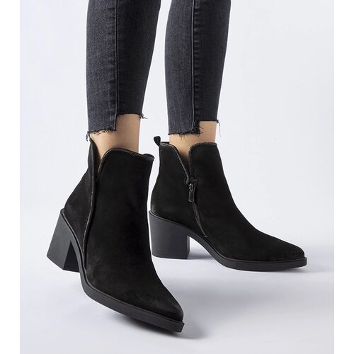 Gemre Black suede block-heeled ankle boots Karino Slike