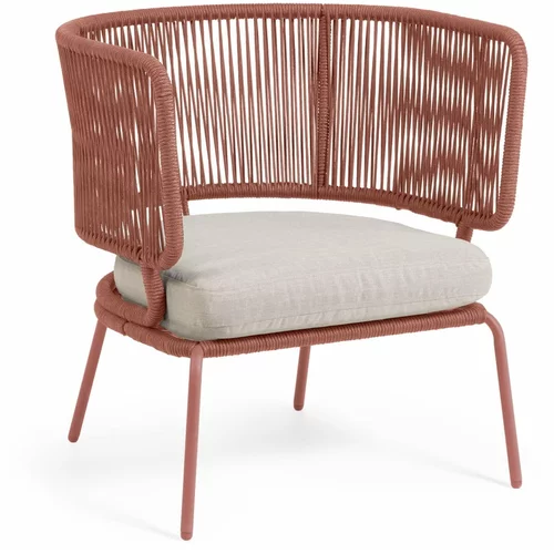 Kave Home vrtna stolica u boji terakote s čeličnom konstrukcijom Nadin