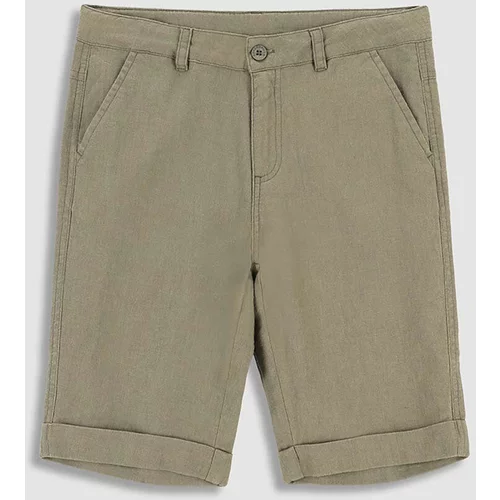 Coccodrillo Otroške lanene kratke hlače zelena barva
