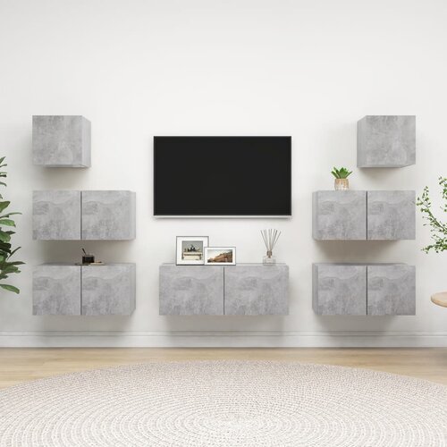 The Living Store Komplet TV omaric 7-delni betonsko siva iverna plo&amp;scaron;ča - Komplet TV Omaric, (21374766) Slike