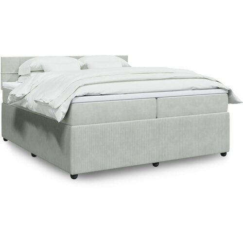 VidaXL Box spring postelja z vzmetnico svetlo siva 200x200 cm žamet Slike